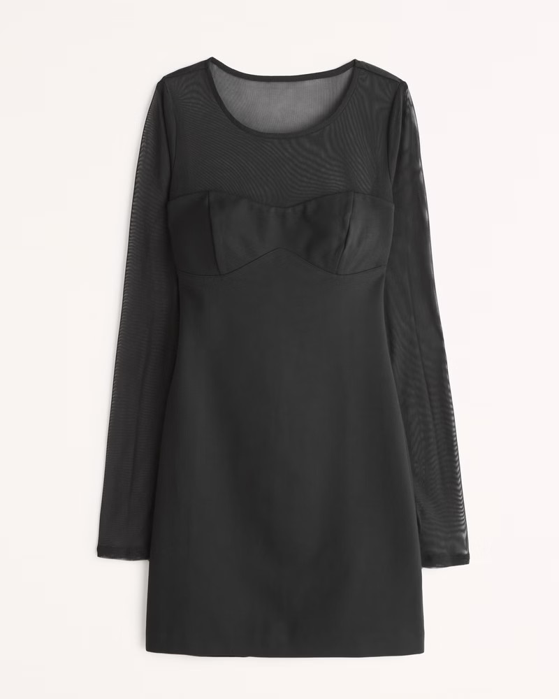 Long-Sleeve Ponte Corset Mini Dress | Abercrombie & Fitch (US)