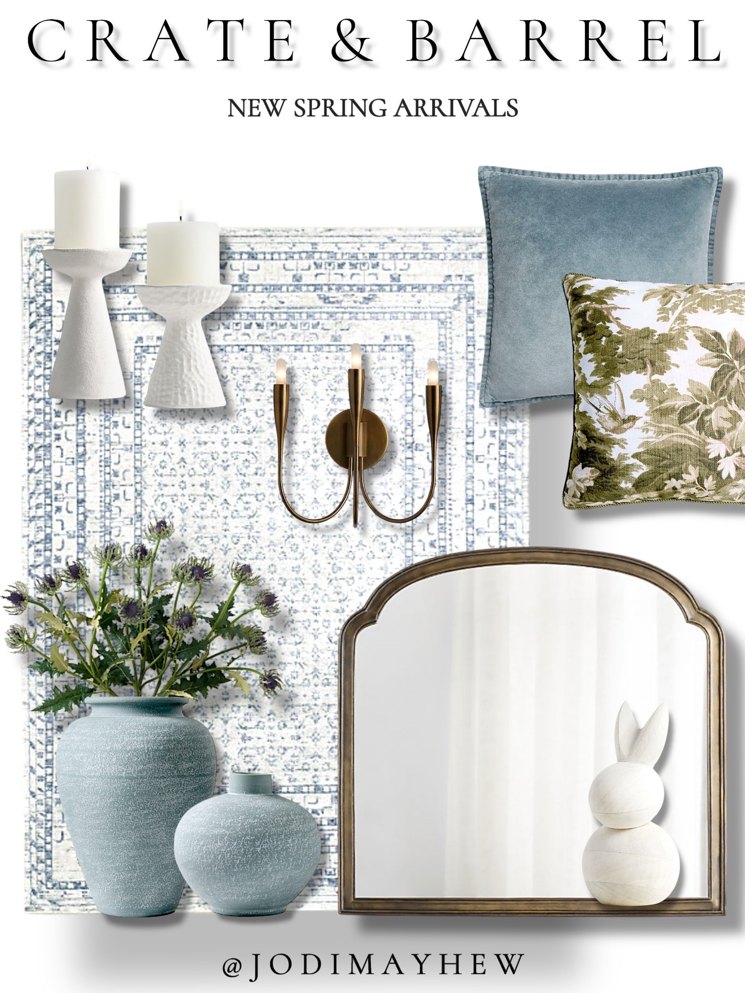 Crate & Barrel: New Spring Arrivals 

#crate #barrel @Crate & Barrel #spring #arrivals #new #easter #mirror #blue #vase #decor #brass #candle #holders #sconce #floral #stems #area #rug #white #green #sage #throw #pillows #bunny #rabbit #velvet #home #mantle #living #room #brass #bronze



 

#LTKHome #LTKSaleAlert