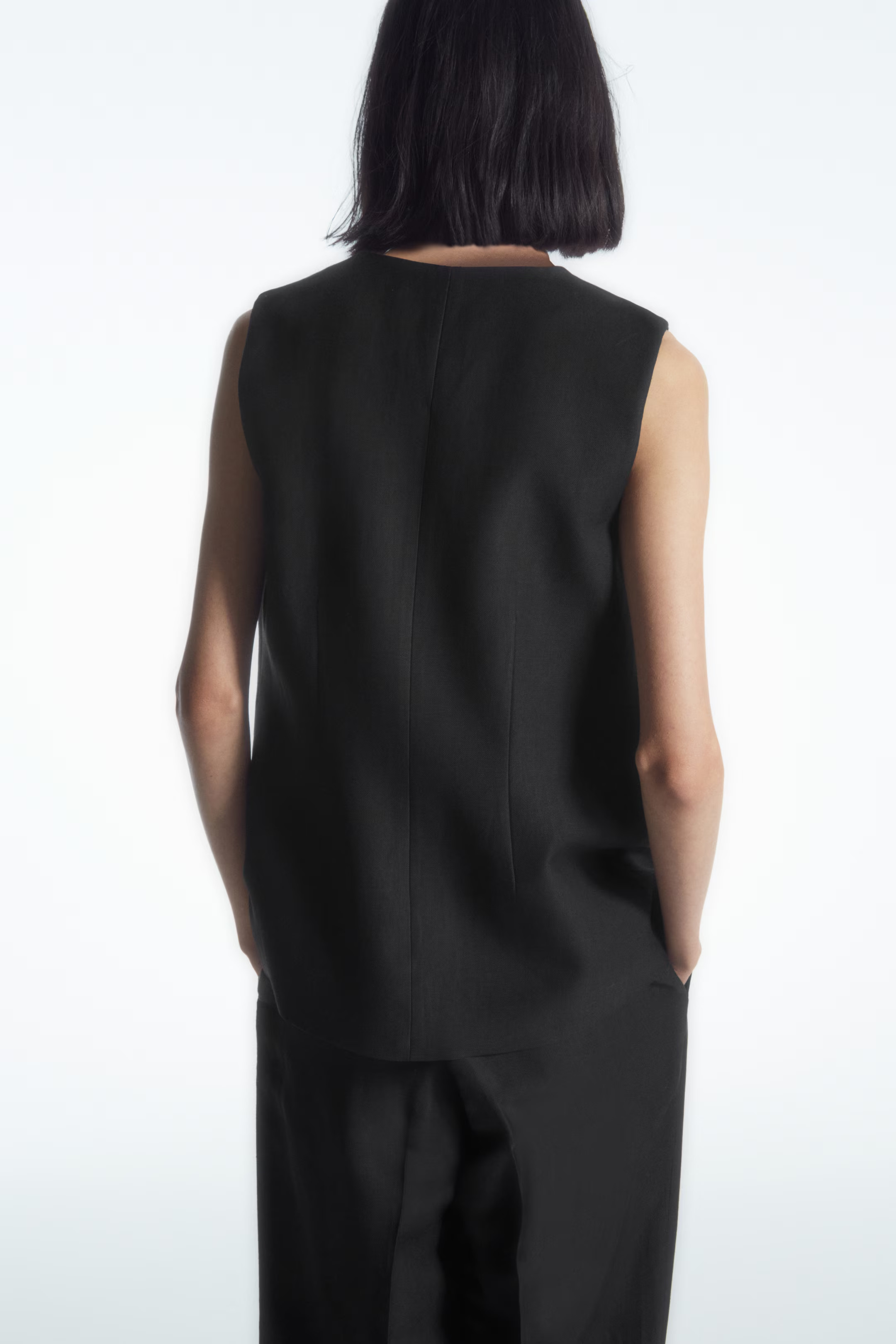 LONGLINE LINEN-BLEND WAISTCOAT | H&M (UK, MY, IN, SG, PH, TW, HK)