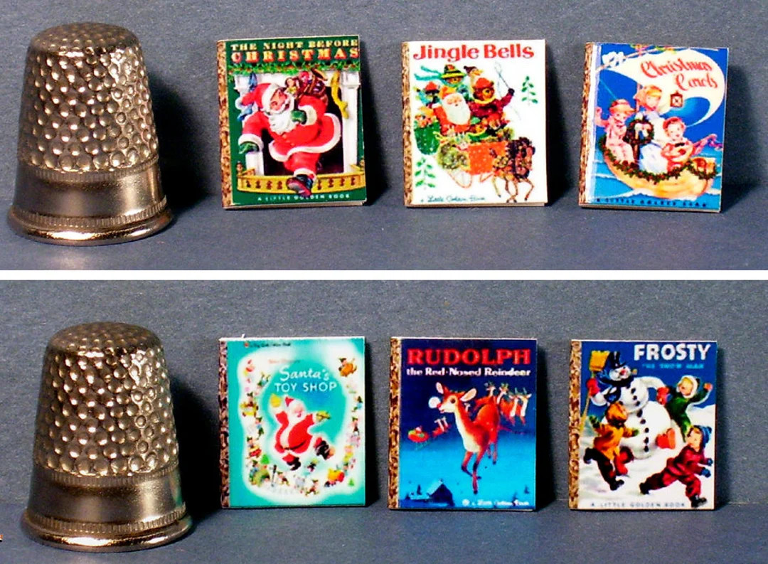 Classic CHRISTMAS Covers - 6 Little Golden Books Dollhouse Miniature 1:12 Scale Frosty, Santa Cla... | Etsy (US)