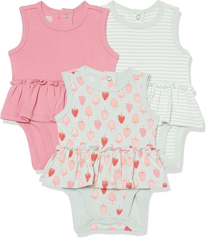Amazon Essentials Unisex Toddlers and Babies' Sleeveless Bodysuit Dresses, Pack of 3 | Amazon (US)