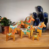 Vintage Rare Big Red Dala Horse - Dalarna Antique Swedish Design Decorated 5'' 2'' Small Tiny Natural Unique | Etsy (US)