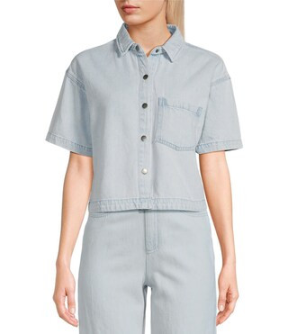 Button Front Denim Box Top | Dillard's
