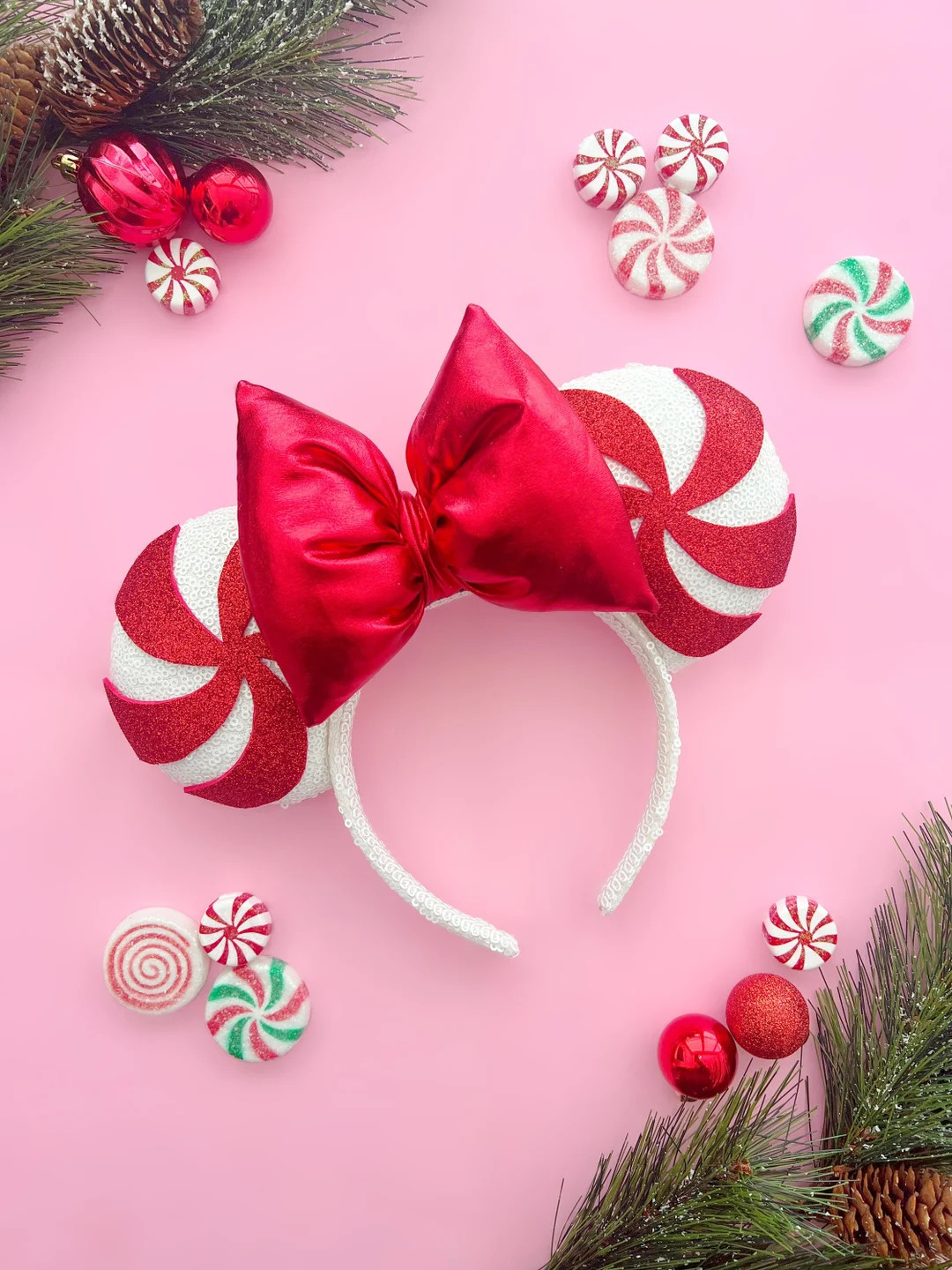 Holiday Peppermint Mouse Ears - Etsy | Etsy (US)