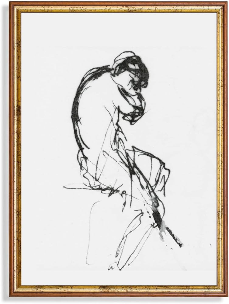 Vintage Sketch Drawing, Woman Line Art, Antique Abstract Print, poster, Neutral posterWall Art, S... | Amazon (US)