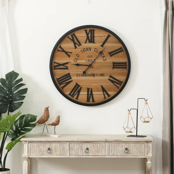 Oversized Plank Framed 28" Wall Clock | Wayfair North America
