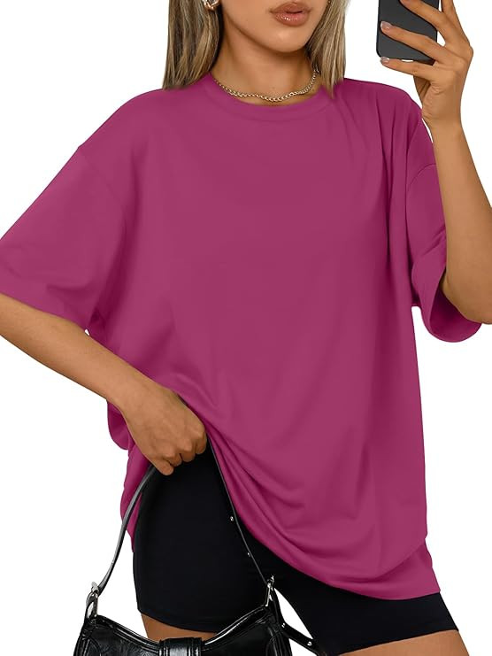 Trendy Queen Womens Oversized Summer T Shirts Plus Size Spring Cute Casual Tops Short Sleeves Fas... | Amazon (US)