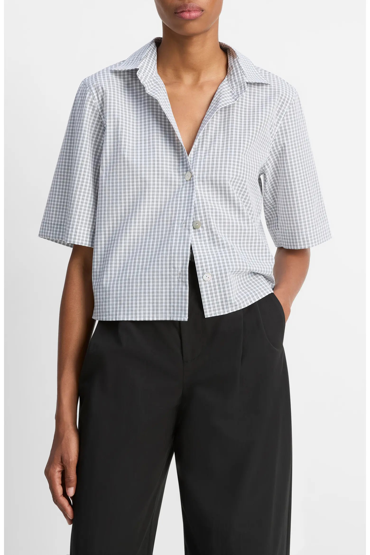 Check Cotton Crop Button-Up Shirt (Women) | Nordstromrack | Nordstrom Rack
