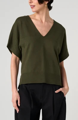 SHORT SLEEVE V-NECK DOLMAN SWEATER | Liverpool Jeans