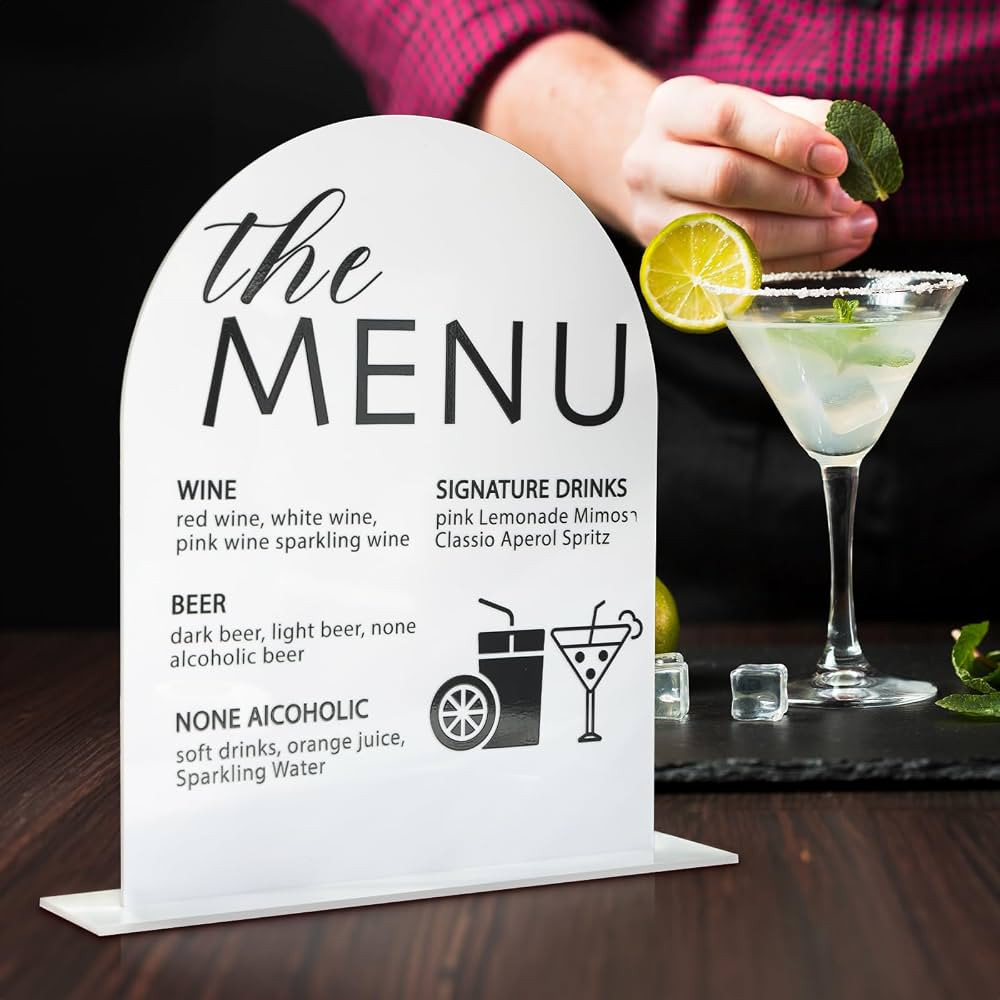 UNIQOOO 10 Set White Acrylic Arch Table Sign With Holders, 8x10 in Wedding Table Numbers, 1/8 in ... | Amazon (US)