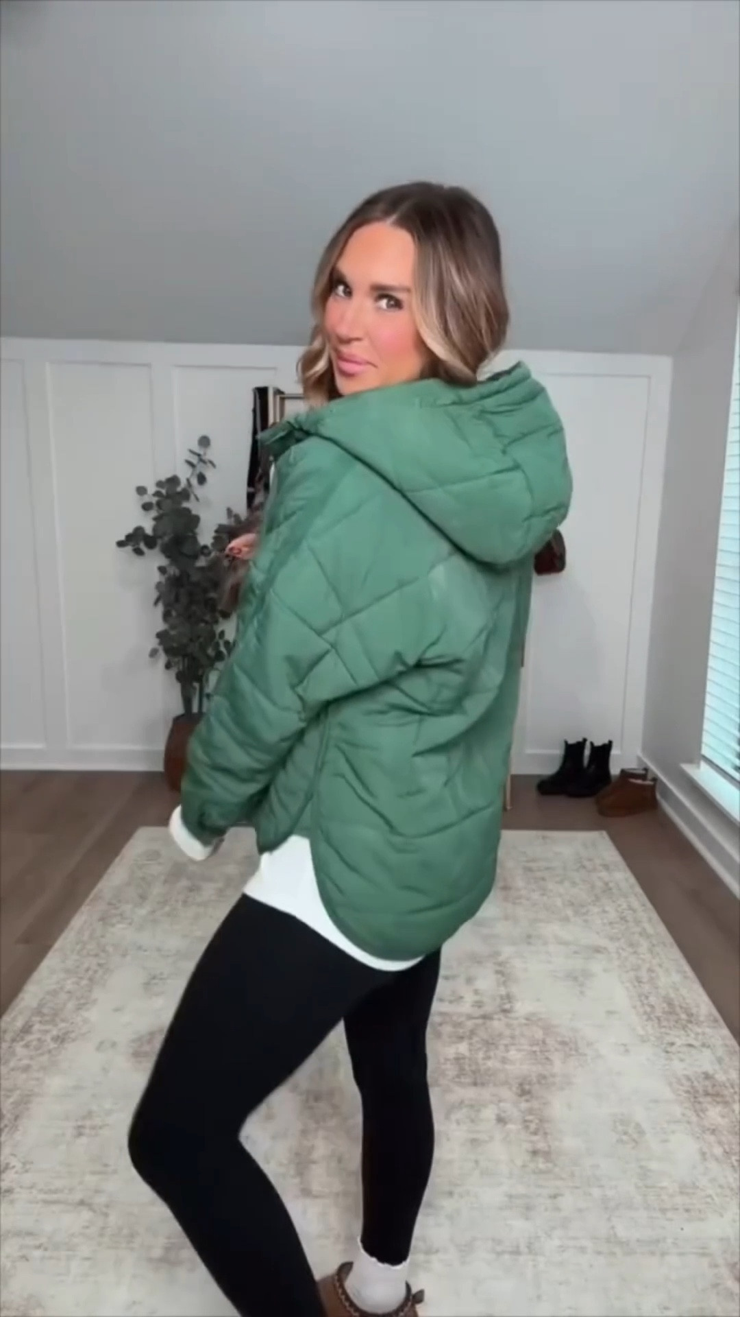 Year after year this is my most worn jacket during the cold months! I love the details of this green quilted puffer jacket, how warm it is, and I really like the price tag! I’m getting designer styles but on an Amazon budget, what more could a girl want! I am 5’6 139lbs small luxe for less leggings, long sleeve white top with thumb holes & medium jacket, shoes fit true to size  

 #LTKSeasonal #LTKActive #LTKFindsUnder100