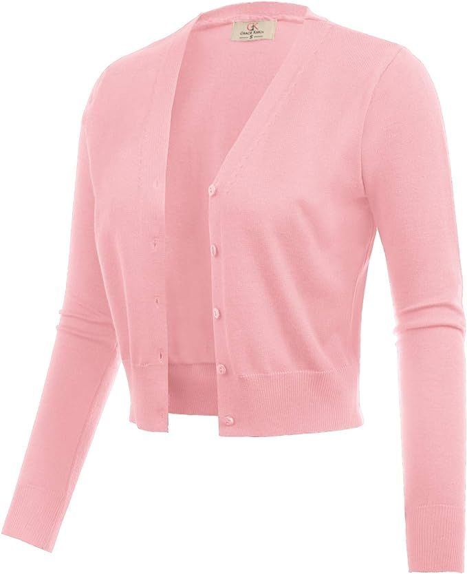 GRACE KARIN Women's Open Front Knit Cropped Bolero Shrug Cardigan Sweater Long Sleeve (S-4XL) | Amazon (US)