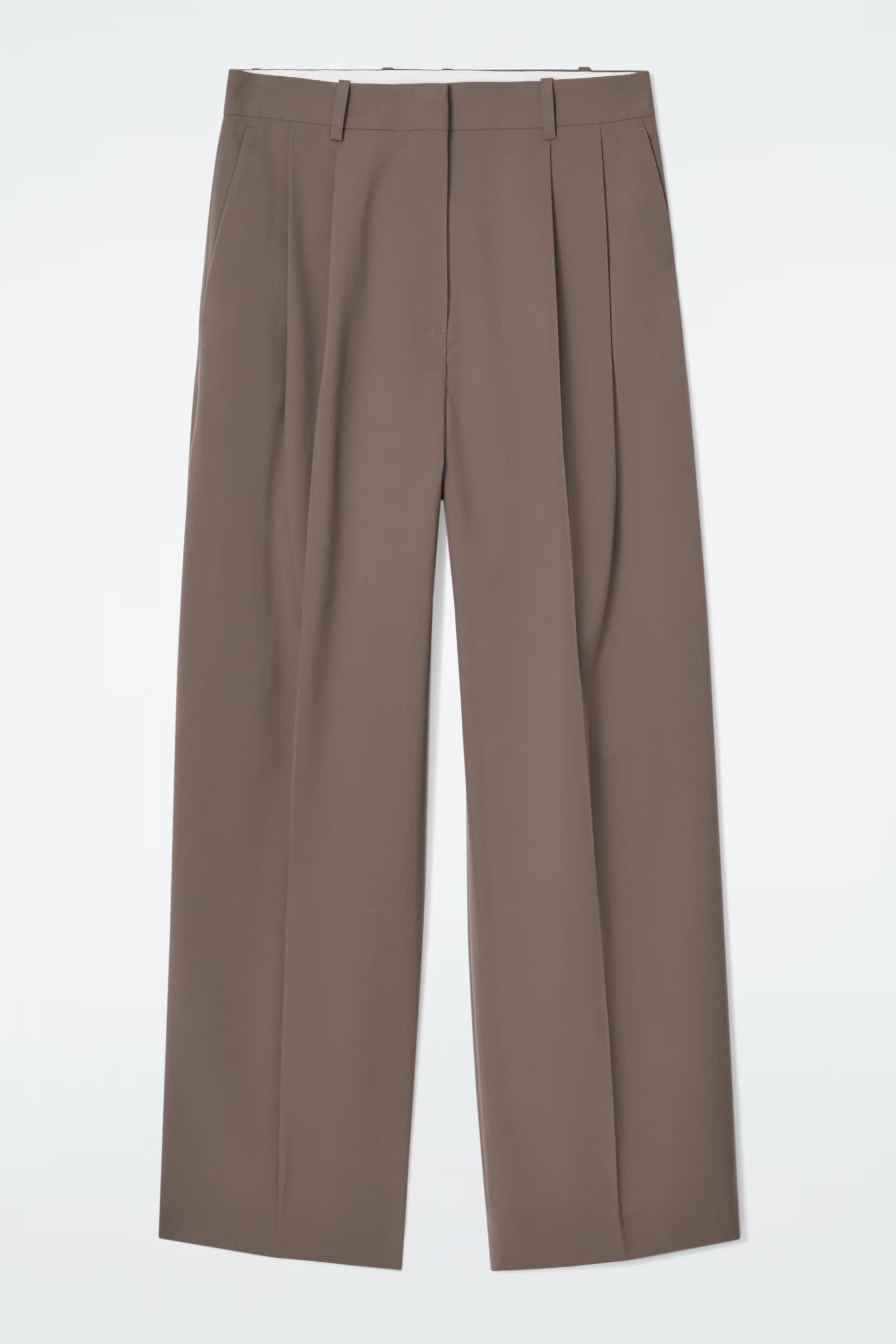 RELAXED TWILL WIDE-LEG TROUSERS - MOLE | COS (EU)