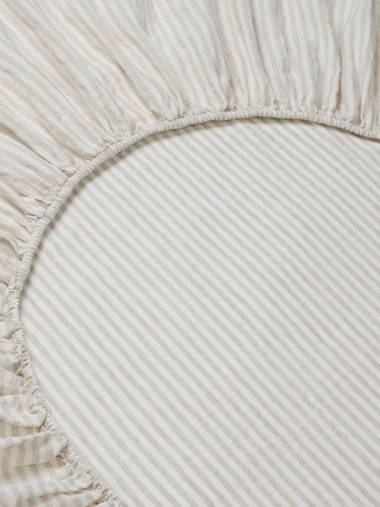 Oatmeal Stripe Linen Blend Fitted Sheet | Piglet