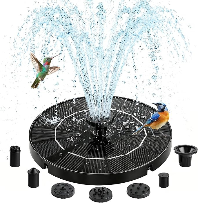 Solar Fountain for Bird Bath, 3.5W Floating Solar Water Fountain with 6 Spray Nozzles & 4 Fixing ... | Amazon (US)