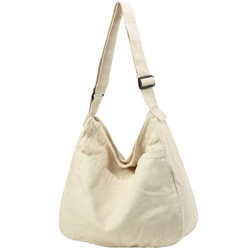 DAINAOTM Canvas Tote Bag Casual Hobo Crossbody Shoulder Bag for Women and Men Large Purse Messenger Bag Travel Work | Amazon (US)