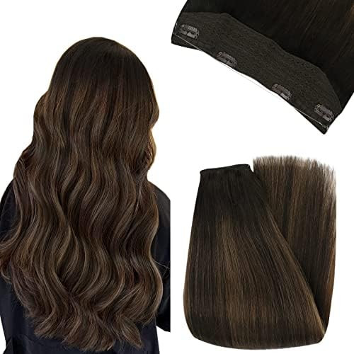 YoungSee Wire Extensions Human Hair 16inch Invisible Wire Hair Extensions Balayage Darkest Brown ... | Amazon (CA)