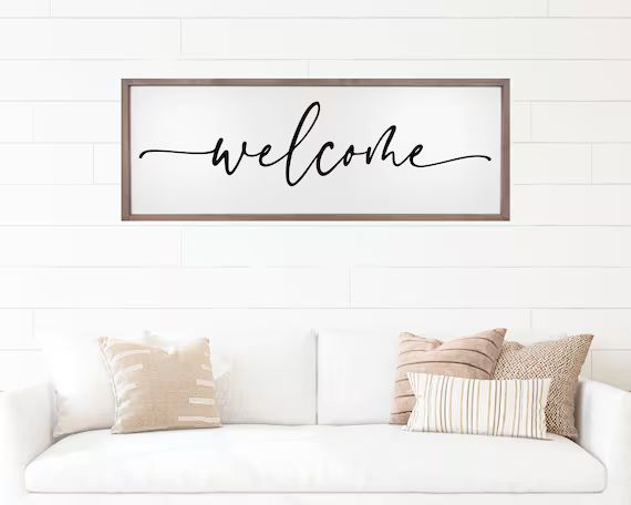 Welcome Sign, Framed Wood Signs, Farmhouse Signs, Farmhouse Decor, Entryway Sign, Living Room Sig... | Etsy (CAD)
