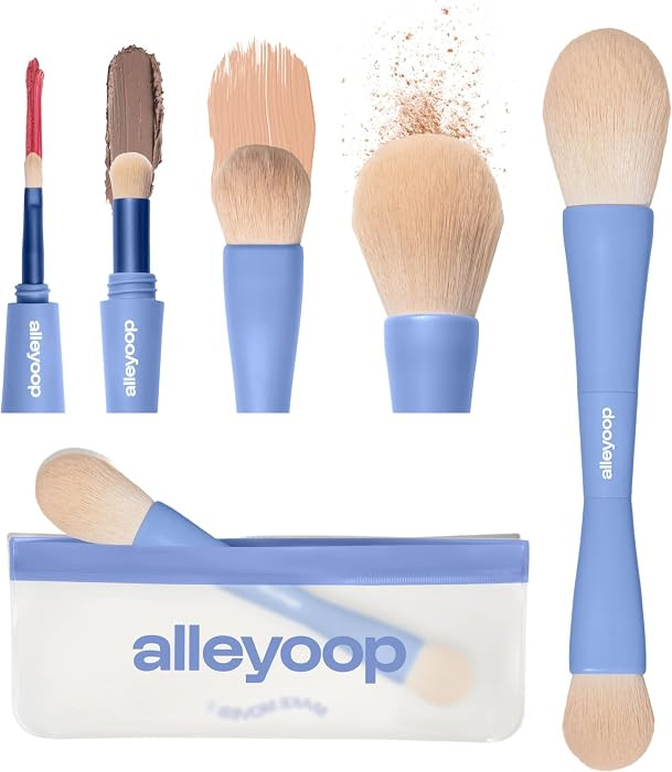 Makeup Brush Set Alleyoop Overachiever 4-in-1 Travel Make Up Brush Set \u2013 Makeup Brushes for ... | Amazon (US)