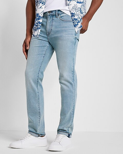 Slim Straight Light Wash Hyper Stretch Jeans | Express