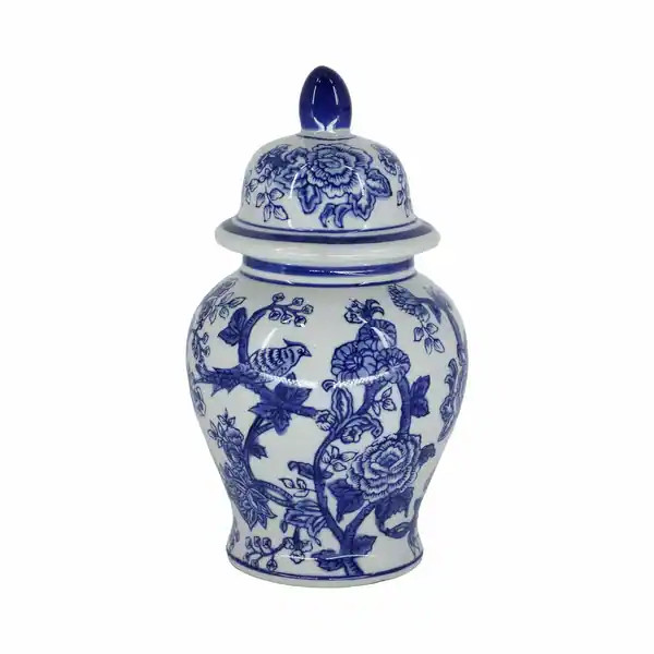 Sagebrook Home Ceramic Chinoiserie Ginger Jar with Lid | Bed Bath & Beyond