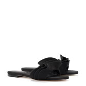 Ivy Ruffle Flat Mule In Black Raffia | Larroude