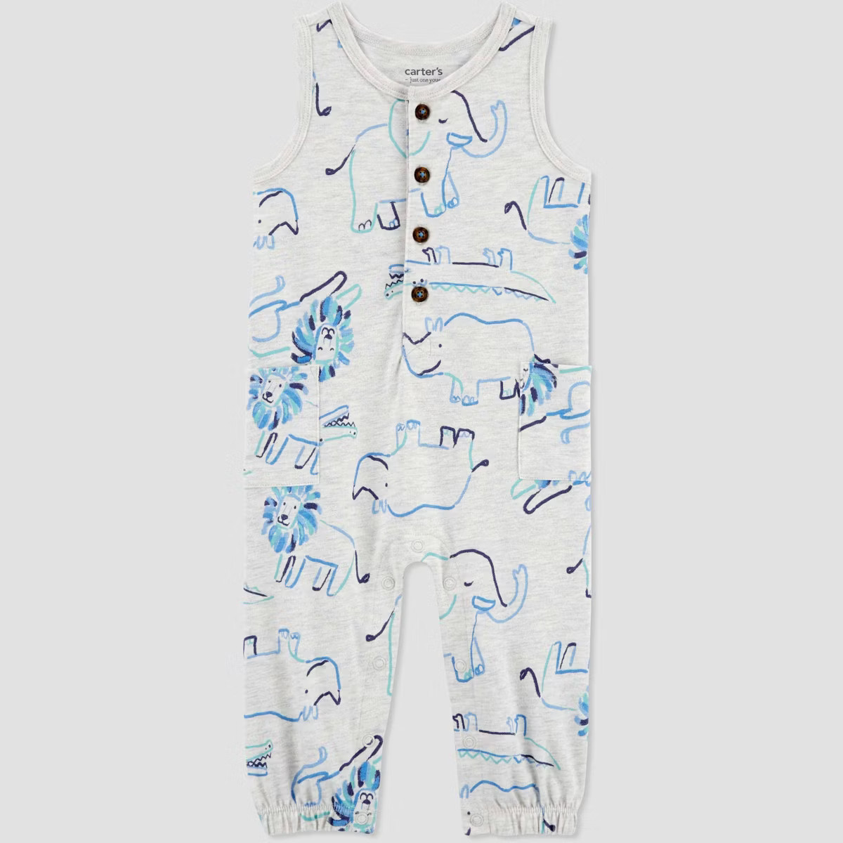 Carter's Just One You® Baby Boys' Safari Jumpsuit - Gray/Blue | Target