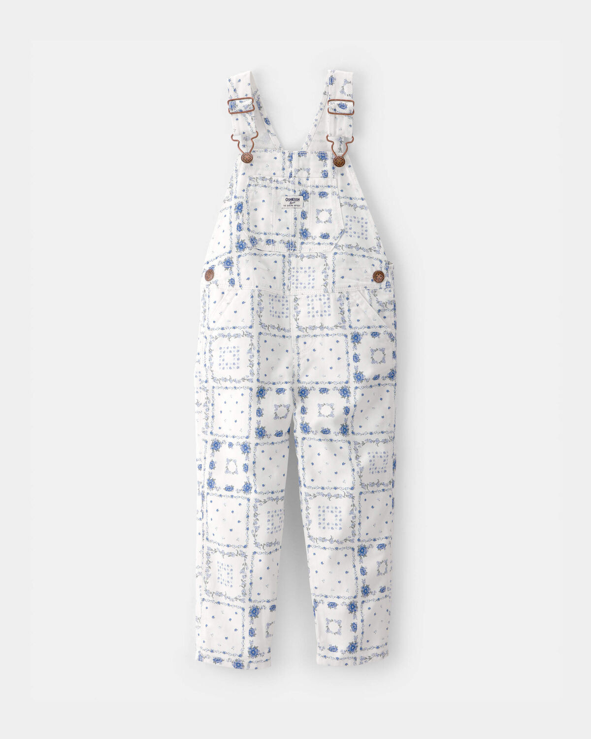 Toddler Girl Bandana Floral Overalls - Blue/Ivory | Carter's Inc