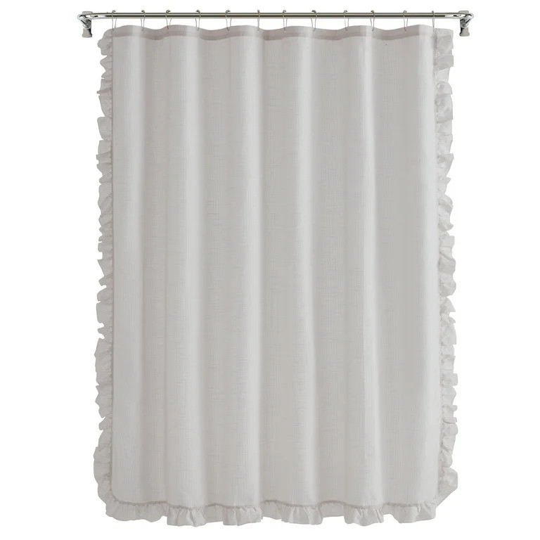 My Texas House Lancaster Chambray Ruffle Fabric Shower Curtain, 72" x 72", Camel | Walmart (US)