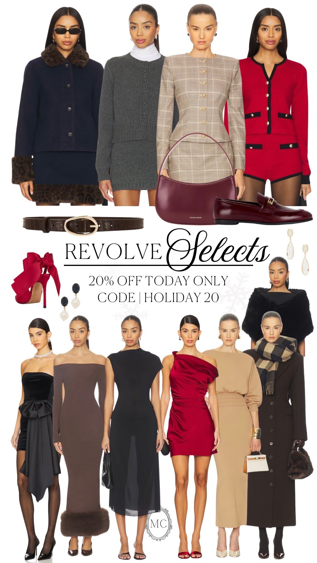 One day only! Huge Revolve sale ❤️  Use code Holiday20 for 20% off! 🔗 

#LTKSeasonal #LTKSaleAlert #LTKGiftGuide