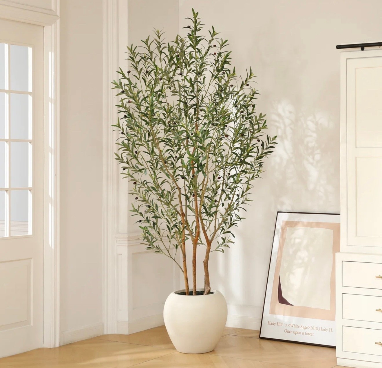 Adcock 8ft Artificial Olive Tree with White Tall Planter, Faux Olive Tree with Natural Trunk

#LTKU #LTKStyleTip #LTKHome