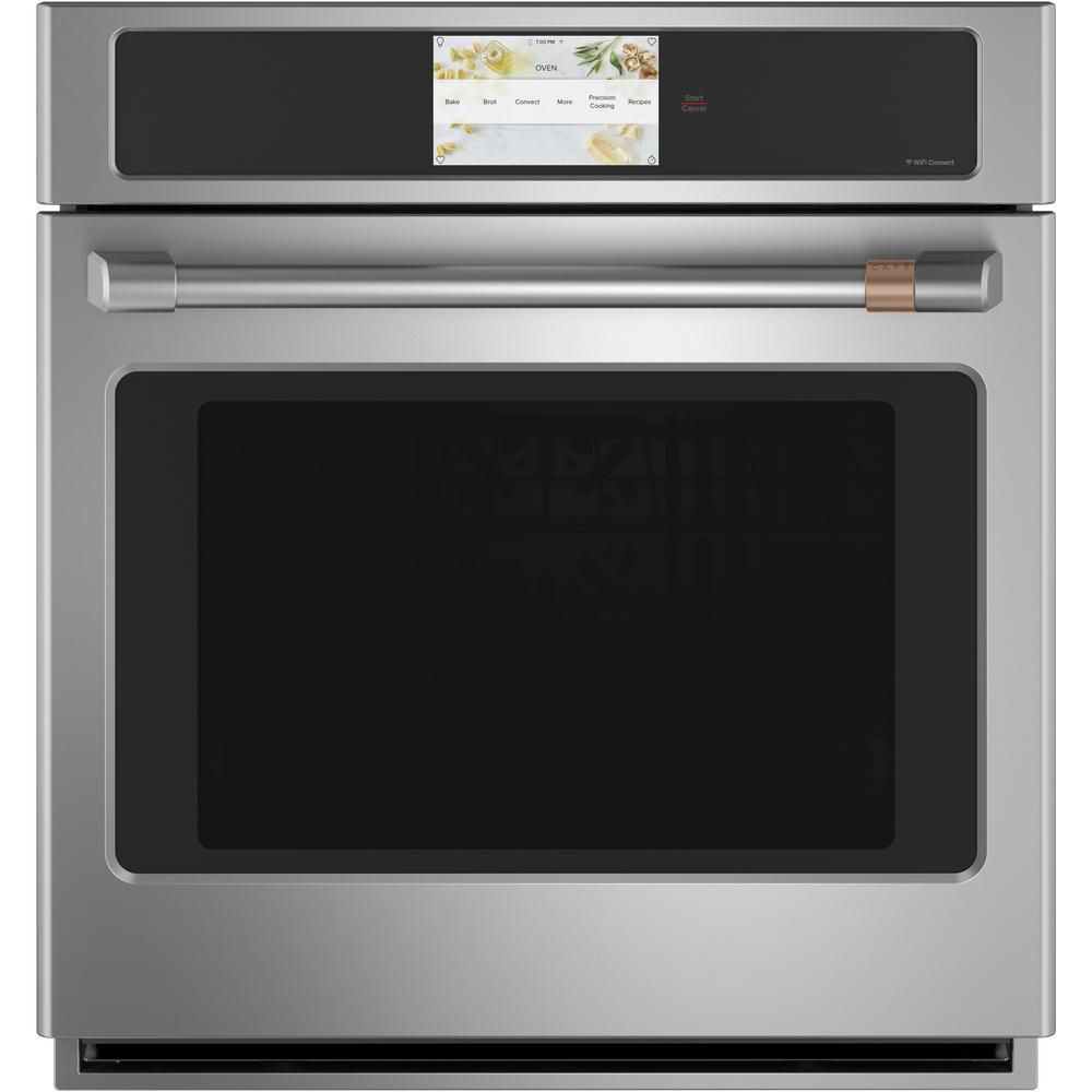Cafe 27 in. Smart Single Electric Wall Oven with Convection Self-Cleaning in Stainless Steel, Silver | The Home Depot