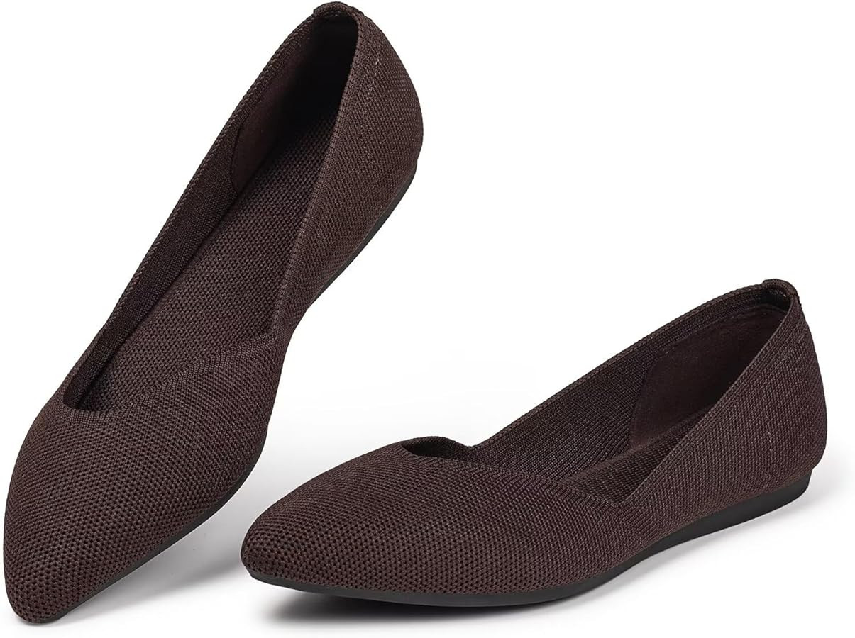 Frank Mully Womens Flat Shoes Classic Pointed Toe Flats Knitted Dress Shoes Soft Flats for Woman ... | Amazon (US)