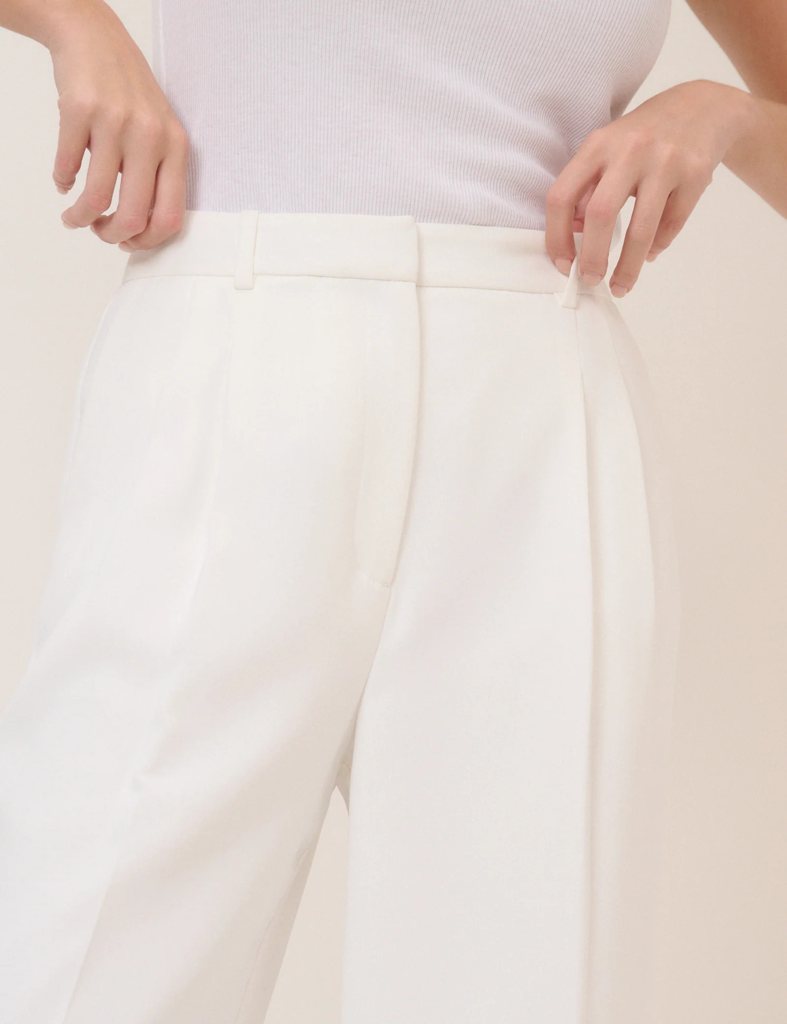 White Tailored Jax Crepe Trousers | Nobody's Child