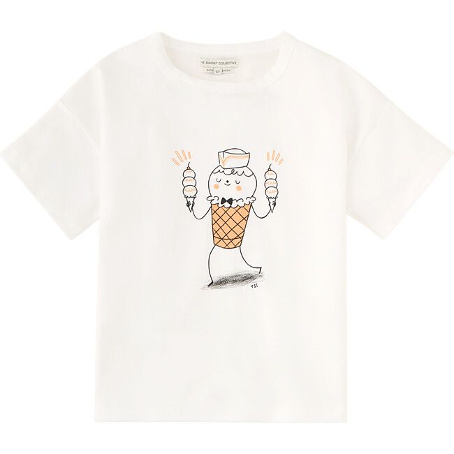 Ice Cream Man Drop Shoulder T-Shirt, Bright White | Maisonette