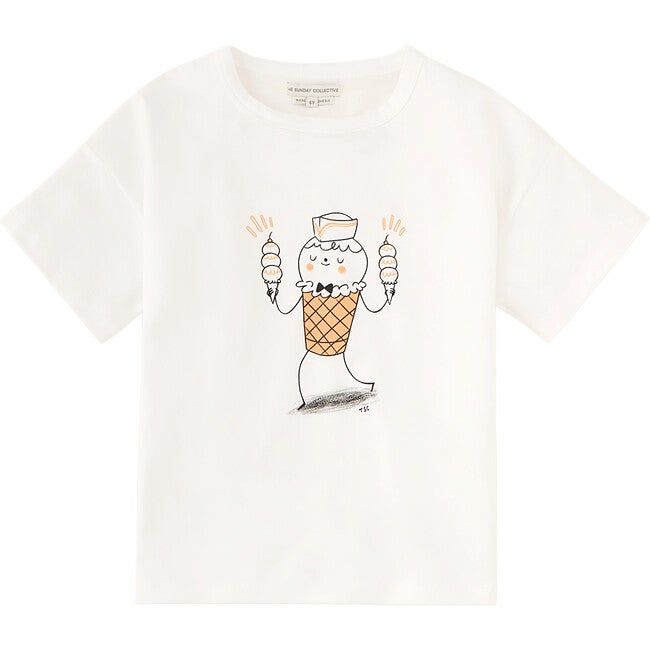Ice Cream Man Drop Shoulder T-Shirt, Bright White | Maisonette