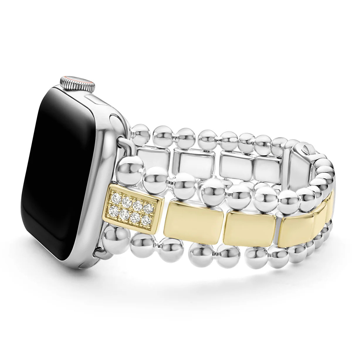 Smart Caviar 18K Gold and Sterling Silver Single Diamond Watch Bracelet-38-45mm | LAGOS