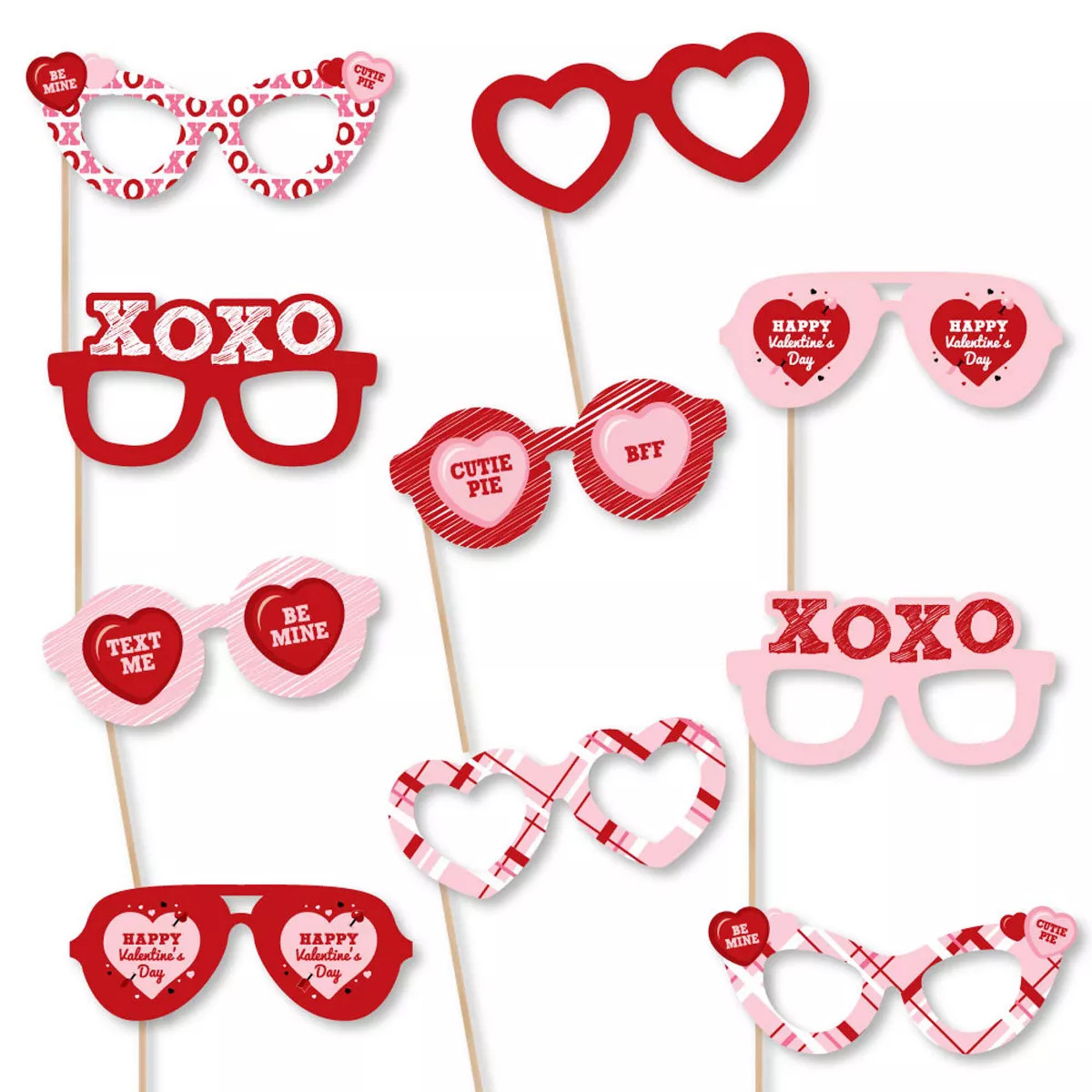 Big Dot of Happiness Conversation Hearts Glasses - Paper Card Stock Valentine's Day Party Photo B... | Target