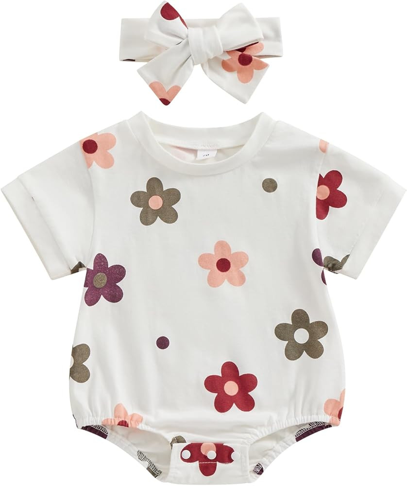 FYBITBO Newborn Infant Baby Girls Clothes Summer Short Sleeve Rompers Bubble Bodysuit Cute Outfit... | Amazon (US)
