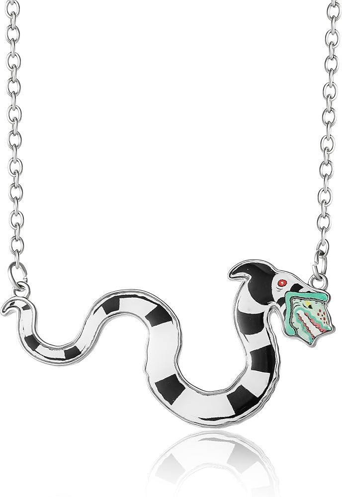 SALLY ROSE Beetlejuice Sandworm Pendant Necklace for Women Official License, 18"+3" Silver Tone a... | Amazon (US)