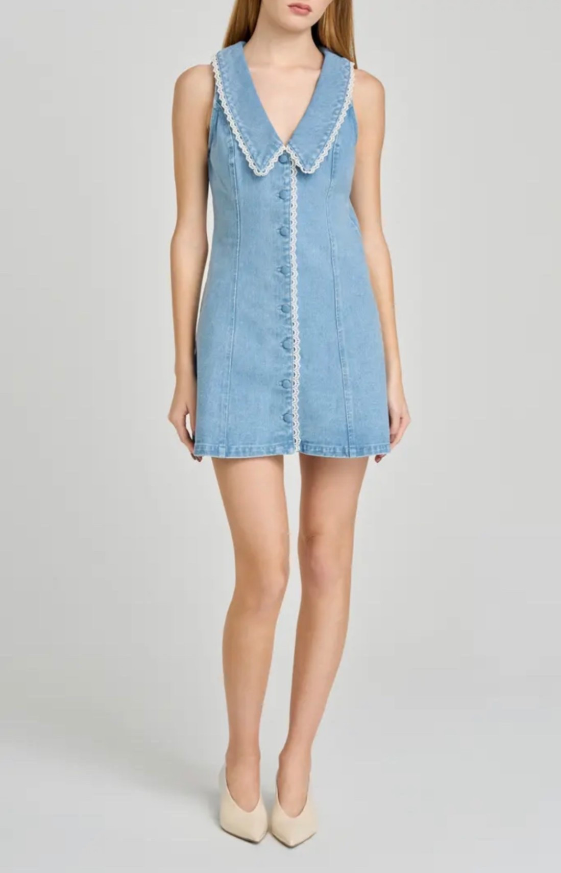Prettiest lace trim denim dresss

#LTKTravel #LTKWorkwear #LTKootd