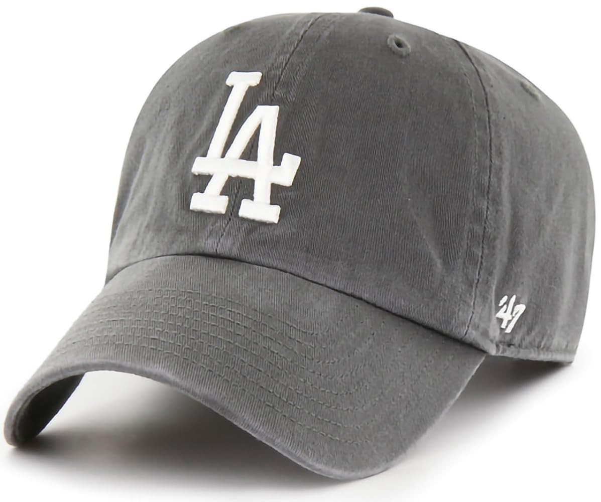 47 MLB Charcoal Team Color Primary Logo Clean Up Adjustable Hat Cap, Adult One Size - Los Angeles... | Amazon (US)