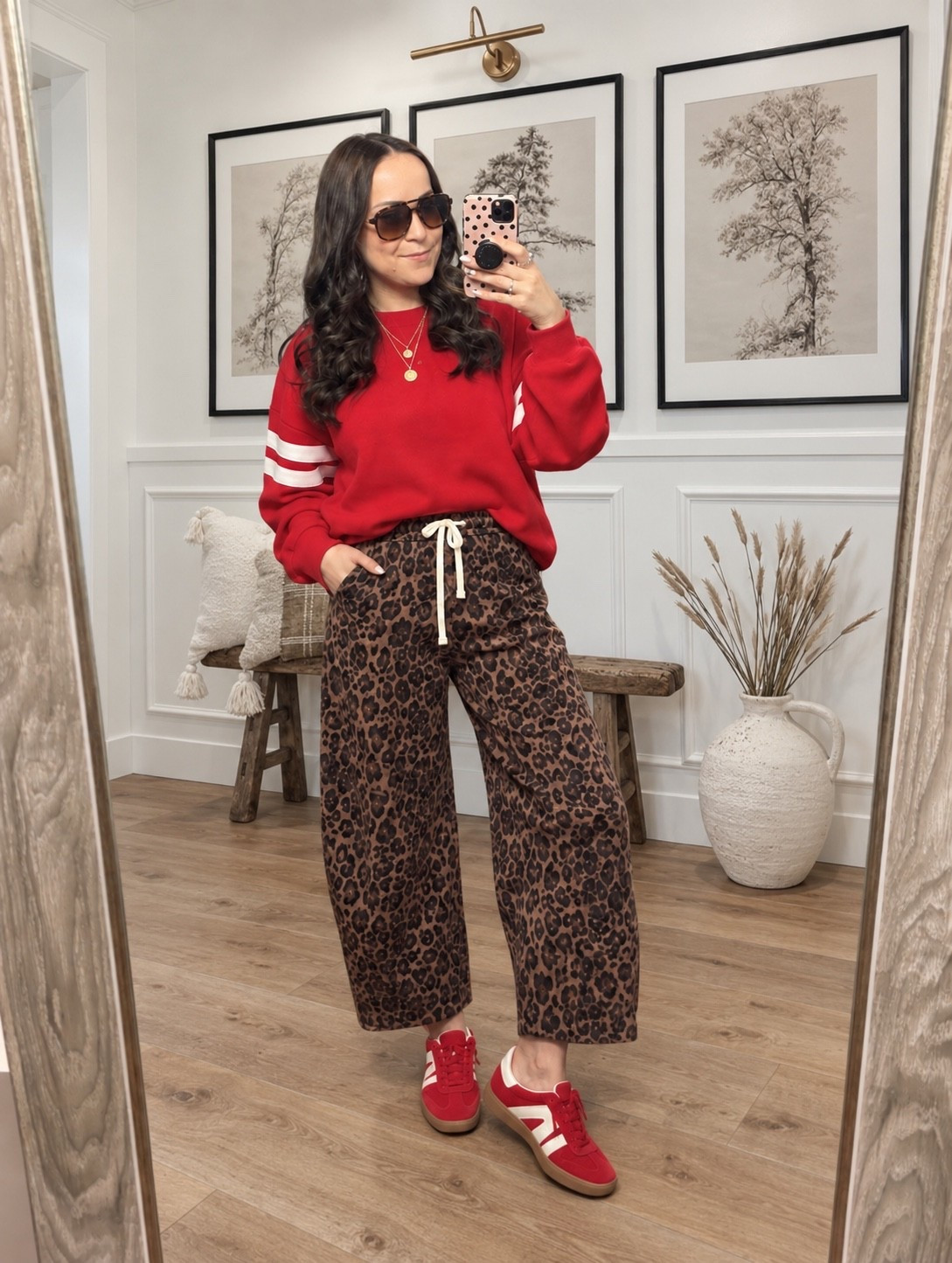Fall outfits summer outfit cool mom outfit casual outfits sporty outfit idea game day outfits sports mom outfit ootd Free People inspired outfit looks for less Amazon fashion affordable outfits red varsity oversized sweatshirt shirt top with leopard print pants wide leg pants barrel jeans red suede sneakers gum sole gazelle adidas sneakers shoes boho outfit casual mom outfit momiform mom style midsize outfit Kansas City chefs Utah Utes football  outfitgame day || #freepeople #boho #amazon #walmart #target #fashion #fall #teacher
.
.
deals sales sale alert Amazon fashion, teacher outfits, business casual, casual outfits, neutrals, street style, Midi skirt, Maxi Dress, Swimsuit, Bikini, Travel, skinny Jeans, Puffer Jackets, Concert Outfits, Cocktail Dresses, Sweater dress, Sweaters, cardigans Fleece Pullovers, hoodies, button-downs, Oversized Sweatshirts, Jeans, High Waisted Leggings, dresses, joggers, fall Fashion, winter fashion, leather jacket, Sherpa jackets, Deals, shacket, Plaid Shirt Jackets, apple watch bands, lounge set, Date Night Outfits, Vacation outfits, Mom jeans, shorts, sunglasses, Disney outfits, Romper, jumpsuit, Airport outfits, biker shorts, Weekender bag, plus size fashion, Stanley cup tumbler, boots booties tall over the knee, ankle boots, Chelsea boots, combat boots, pointed toe, chunky sole, heel, high heels, mules, clogs, sneakers, slip on shoes, Nike, adidas, vans, dr. marten’s, ugg slippers, golden goose, sandals, high heels, loafers, Birkenstocks, Steve Madden Target, Abercrombie and fitch, Nordstrom

#LTKootd #LTKSeasonal #LTKMidsize