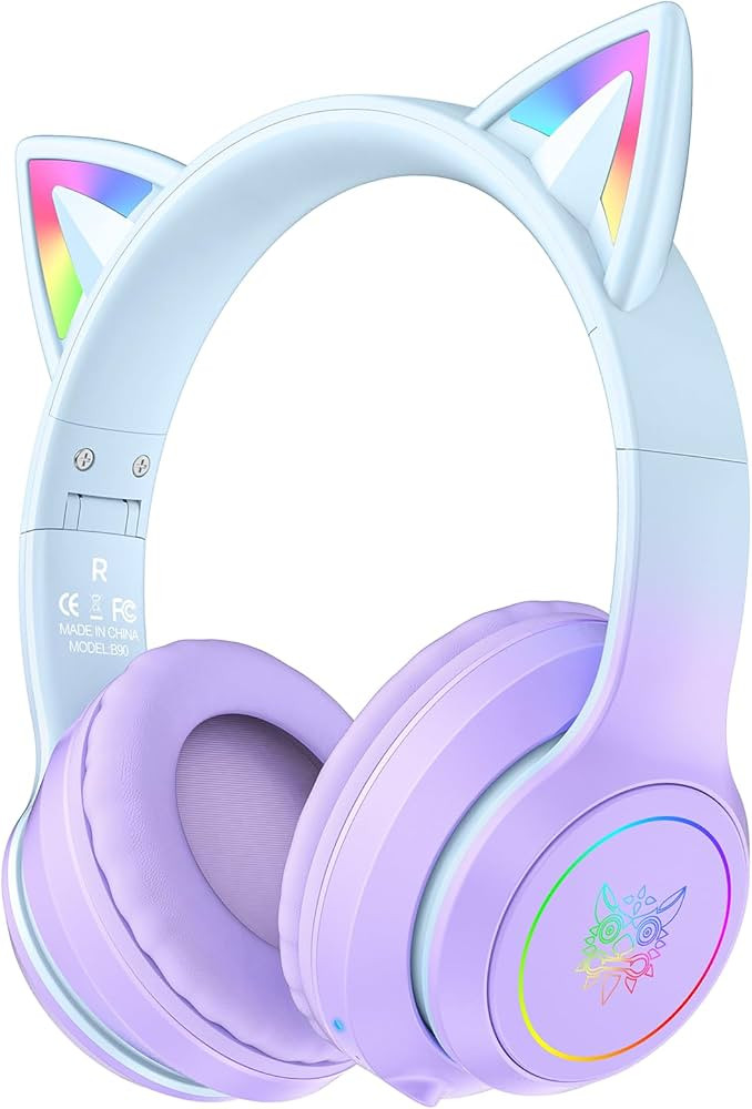 Cat Ear Bluetooth Headphones with Micphone for Kids & Adults, LED Light Up Wireless HI-FI Sound Q... | Amazon (US)