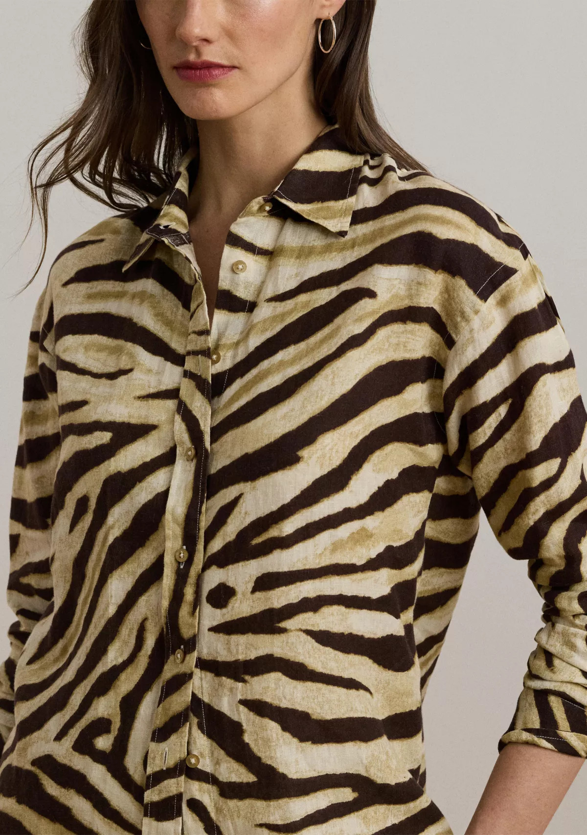 Lauren Ralph LaurenWomen's Relaxed Fit Zebra-Print Linen Shirt | Belk