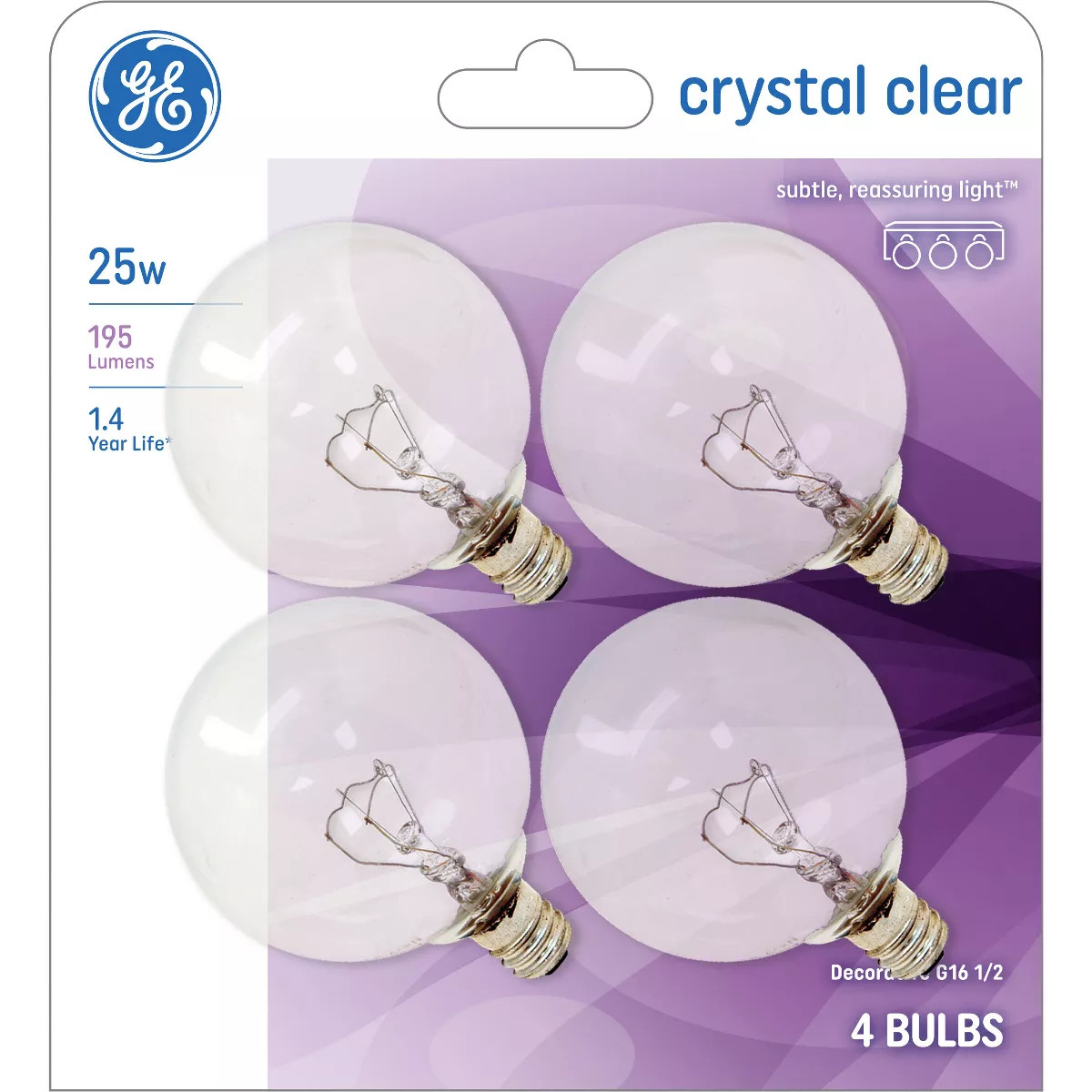 GE 4pk 25W G16.5 Incandescent Light Bulb Soft White: Dimmable Vanity & Bathroom Lightbulbs, E12 B... | Target