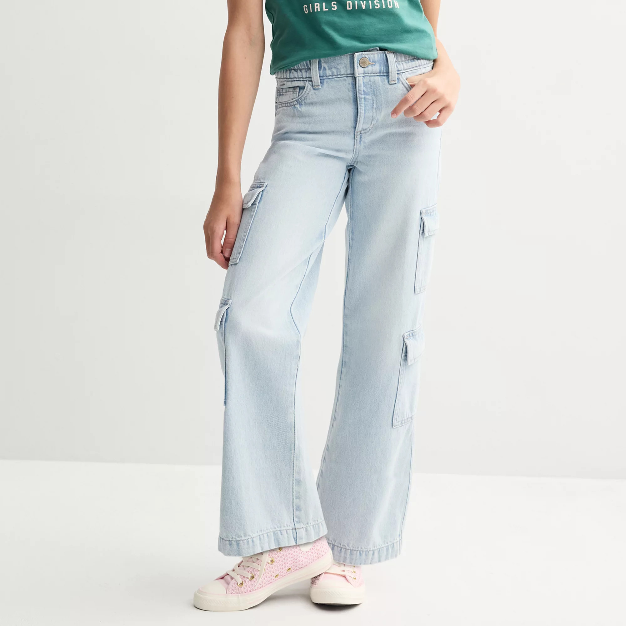 Girls 6-20 SO® Mid Rise Cargo Wide Leg Jeans in Regular & Plus Sizes | Kohl's