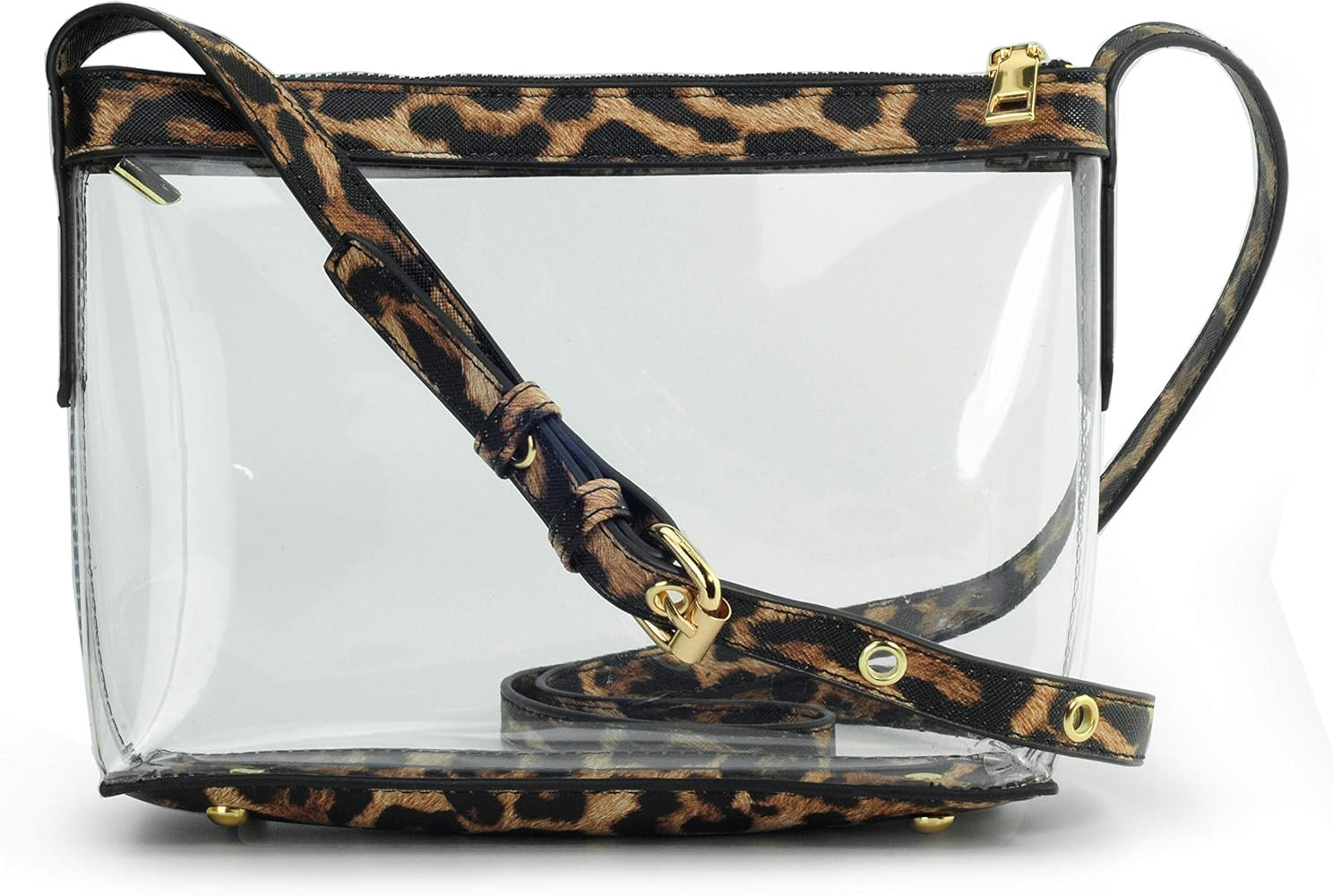 Clear Zipper Cross Body Bag with Vegan Leather Trim | Amazon (US)
