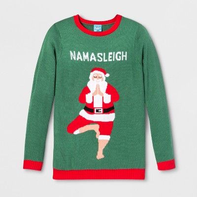 Adult Christmas Namasleigh Santa Ugly Sweater - Norther Pole (Juniors') Green | Target