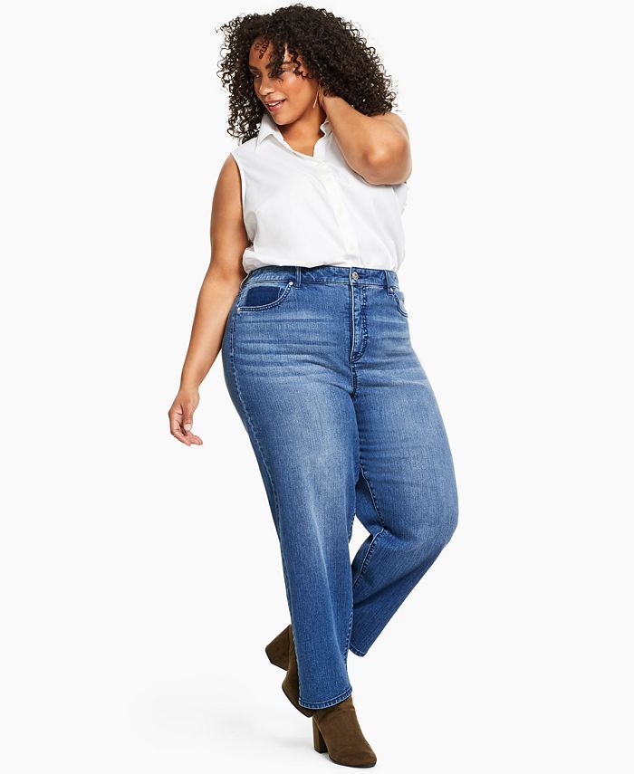 Style & Co Plus Size High-Rise Mom Jeans, Created for Macy's & Reviews - Jeans - Plus Sizes - Mac... | Macys (US)